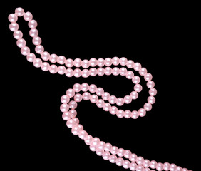 Wall Mural - Beautiful pearls on black background