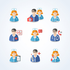 Sticker - Medicine Doctors and Nurses Icons Set