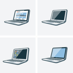 Wall Mural - Set of four laptop icons