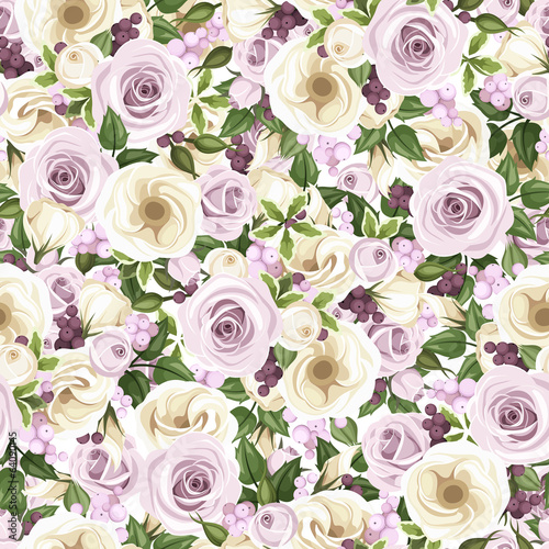 Board z aluminiowym obramowaniem Bezszwowe tło z róż i kwiatów lisianthus. 
