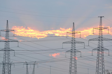 Power line at sunset