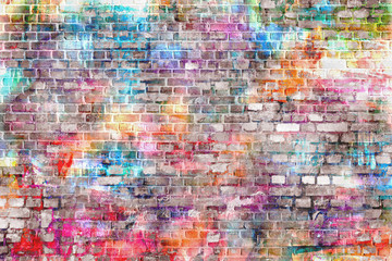 Aufkleber - Colorful grunge art wall illustration, background