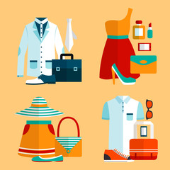 Wall Mural - Shopping Clothing Icons Set