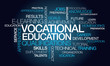 Vocational education qualifications training word tag cloud