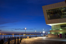View Of The Pier Head In Liverpool At Dusk