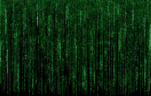 Green Digital  Code Numbers In Matrix Style
