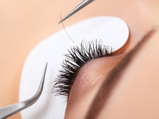 Woman Eye with Long Eyelashes. Eyelash Extension