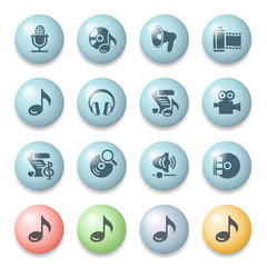 Canvas Print - Audio video icons on color buttons.