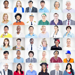 Wall Mural - Portrait of Multiethnic Mixed Occupations People
