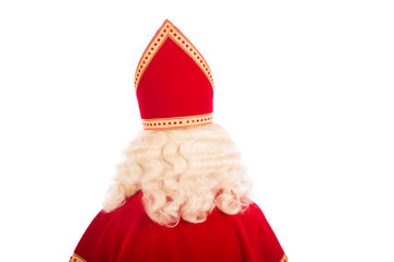 Wall Mural - Back of Sinterklaas on white background