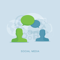 Poster - Flat social media conversation vector illustration concept