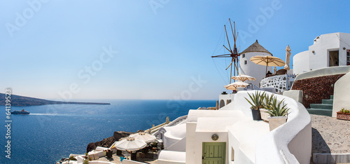 Fotoboard na płycie Widok miasta fira - wyspa santorini, Kreta, Grecja.