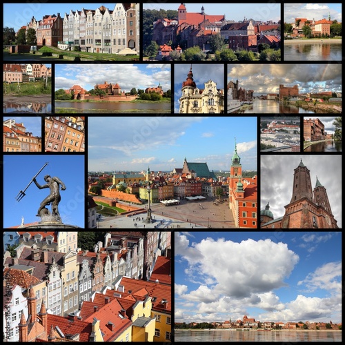 Plakat na papierze fotorealistycznym Polska - kolaż miejski, wspomnienia ze zdjęć