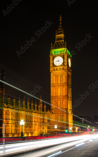 Obraz na płótnie canvas dwuczęściowy "dyptyk" Big ben + sygnalizacja świetlna