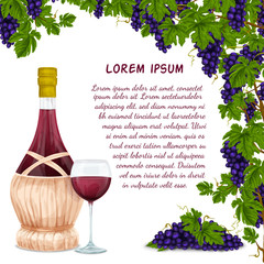 Wall Mural - Wine jar and grape bunch background