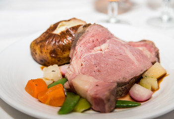 Wall Mural - Prime Rib with Vegetables and Baked Potato