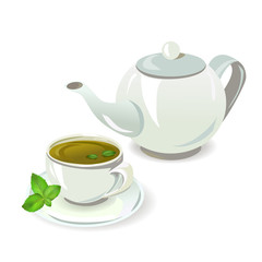 teapot and cup with tea