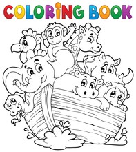 Coloring Book Noahs Ark Theme 1