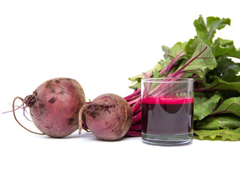 Wall Mural - Fresh juice of red beets on white