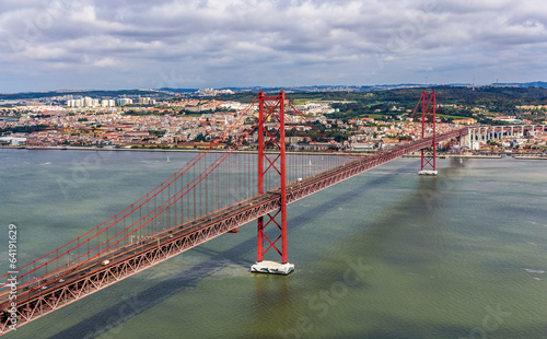 Naklejka - mata magnetyczna na lodówkę View on The 25 de Abril Bridge - Lisbon, Portugal