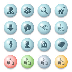 Wall Mural - Icons for web on color buttons.