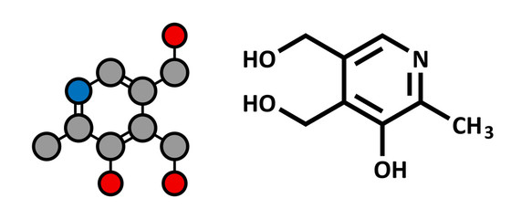 Sticker - Vitamin B6 (pyridoxine) molecule.