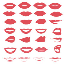 Man And Woman Vector Lips And Mouth,  Silhouette And Glossy,