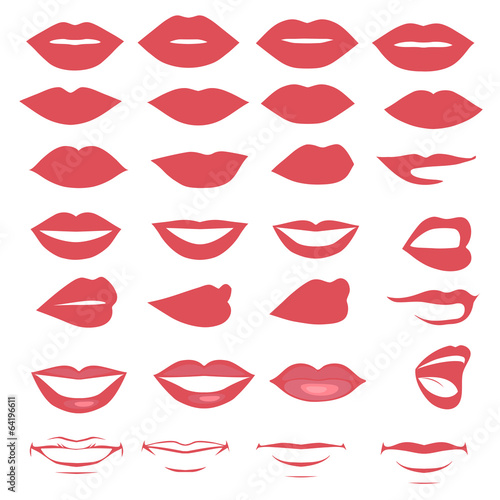 man and woman vector lips and mouth, silhouette and glossy, Poster