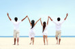 © Odua Images - best friend in white together holding and raise each other hand