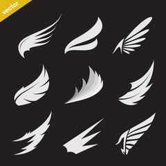 Wall Mural - Vector white wing icons set