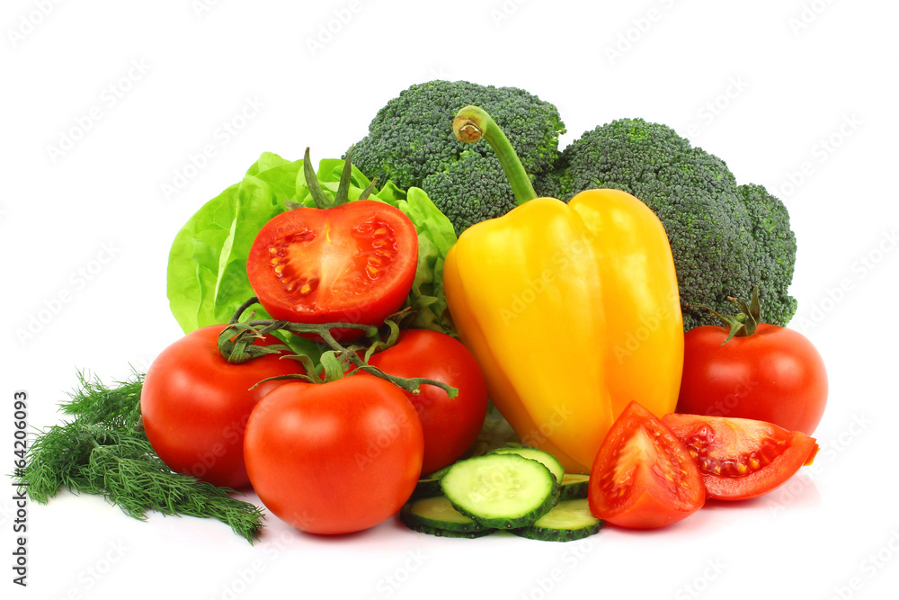 Obraz na płótnie Kolorowe warzywa na białym tle w salonie