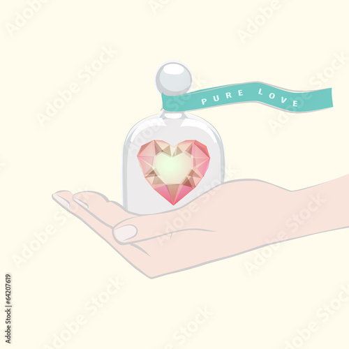 Fotografía Hand giving the gift of a heart under a glass dome