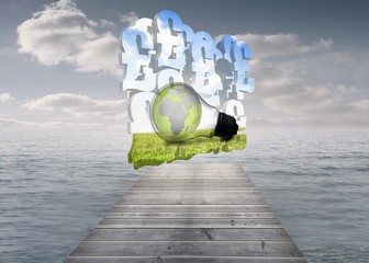 Aufkleber - Composite image of earth in light bulb on abstract screen