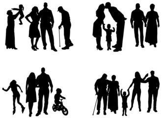 Sticker - Vector silhouette of family.