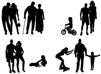 Sticker - Vector silhouette of family.