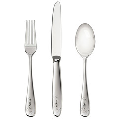 Wall Mural - Fork, spoon and knife isolated on white. Vector illustration