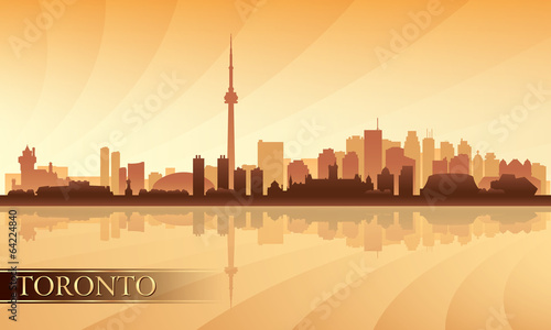 Plakat na papierze fotorealistycznym Toronto skyline sylwetka tło