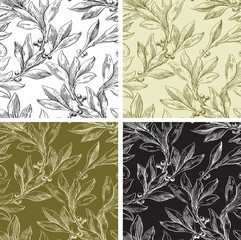 Wall Mural - Vintage floral seamless  patterns with laurel leaves