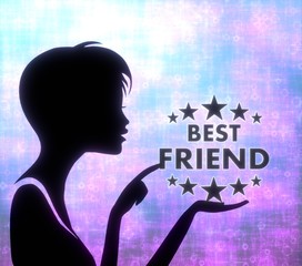 attactive girl silhouette with best friend