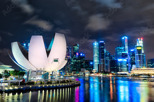 Tapeta ścienna Singapur skyline w nocy