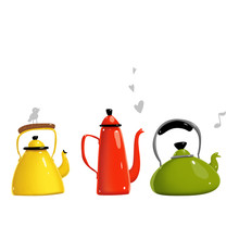 Simple Cartoon Kettle Teapots