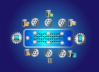 Wall Mural - Concet of middleware distributed technology and integration