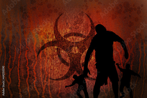 Plakat na papierze fotorealistycznym Biohazard zardzewiałe zombie