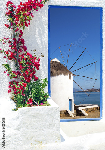 Fotoboard na płycie Tradycyjna architektura na wyspie mykonos, Grecja