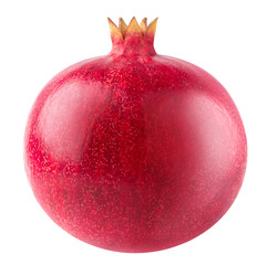 Fototapete - Isolated pomegranate. One whole pomegranate fruit isolated on white background