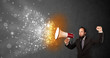 © ra2 studio - Guy shouting into megaphone and glowing energy particles explode