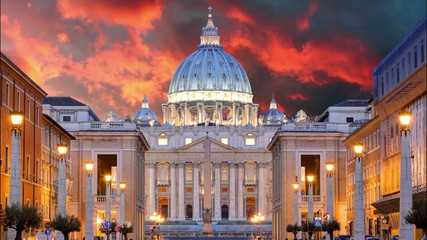 Canvas Print - Vatican, Rome, St. Peter's Basilica, Time lapse