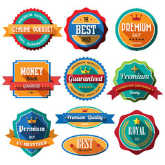 Wall Mural - Set of retro vintage badges and labels. Flat design with long sh