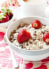 Wall Mural - Strawberries with Muesli in a Bowl