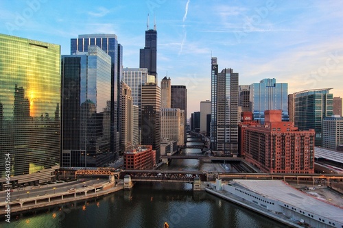 Valokuvatapetti Chicago River from above
